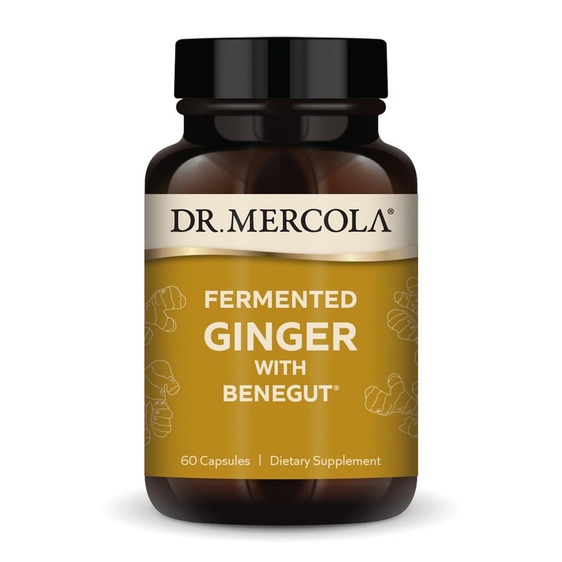 Dr. Mercola Fermented Ginger with Benegut - Supports Digestive & Gut Health - Aids Occasional Gas, Bloating & Discomfort - Non-GMO, Gluten-Free & Soy-Free - 60 Capsules (60 Servings) - Image 1